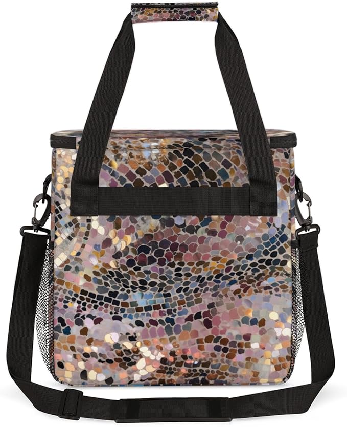 Botanic Pattern Coffee Maker Carrying Bag Portable Travel Storage Tote Bag Compatible with K-Mini or K-Mini Plus Single Serve Coffee Brewer Carrying Case with Multiple Pockets &amp Shoulder Strap