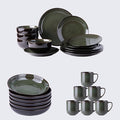 Ceramic Dinnerware Sets of 6Plates and Bowls SetsHandmade Reactive Glaze Dishes SetChip Resistant and Scratch Resistant | Oven&ampDishwasher &amp Microwave SafeService for 6-Green (30PCS)