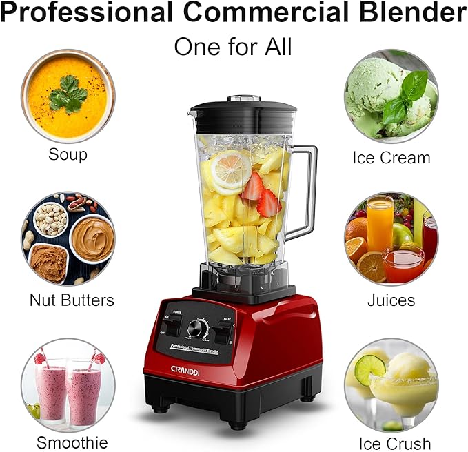 CRANDDI Professional Blender1500 Watt Commercial Blenders for Kitchen with 70oz Capacity and Self-Cleaning Classic Blenders for Shakes and Smoothies Build-in Pulse YL-010-R