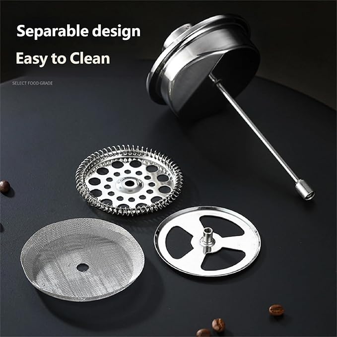 304 Stainless Steel Frenchs Press Coffee Maker Insulated Frenchs Press with Double Filter Systems Food Grade Frenchs Coffee Presses for Homes Kitchen and Travel