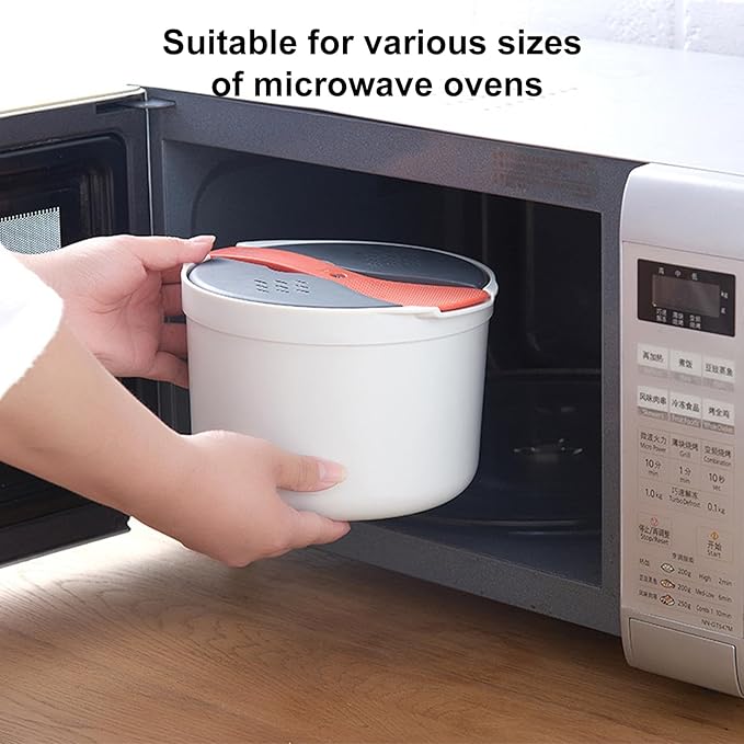 Pssopp Microwave Rice Cooker Steamer and Pasta Cooker Set Perfect for Small Kitchens and Dorm Rooms Cooking Rice Pasta Vegetables