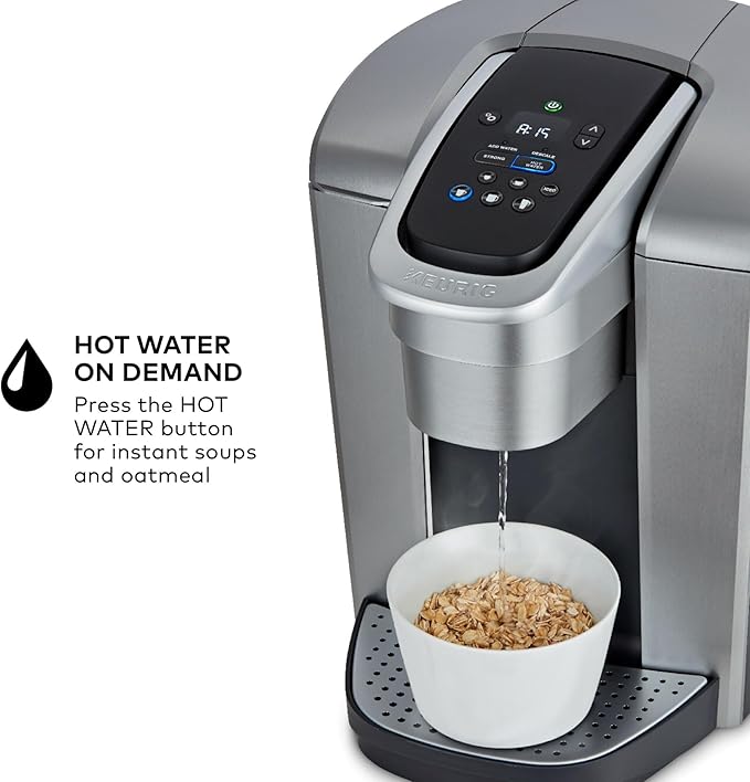 Keurig K-Elite Single Serve K-Cup Pod Coffee Maker with Strength and Temperature Control Iced Coffee Capability 8 to 12oz Brew Size Programmable Brushed Silver