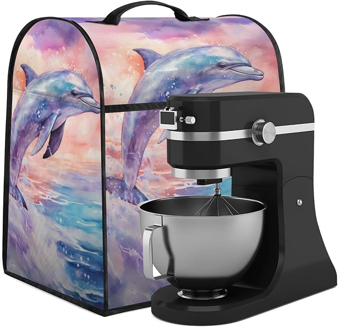 cfpolar Kitchen Aid Mixer Cover Compatible with 6-8 Quarts Animals Dolphin Ocean Stand Mixer Cover Kitchen Aid Mixers Accessories Appliance Organizer Bag Dust Covers with Zipper Pocket