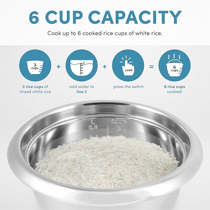 Aroma Housewares Select Stainless Rice Cooker &amp Warmer with Uncoated Inner Pot 6-Cup(cooked)/ 1.2Qt ARC-753SGR Red