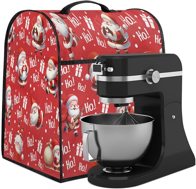 cfpolar Kitchen Aid Mixer Cover Compatible with 6-8 Quarts Cute Santa Claus Hat Xmas Stand Mixer Cover Kitchen Aid Mixers Accessories Appliance Organizer Bag Dust Covers with Zipper Pocket