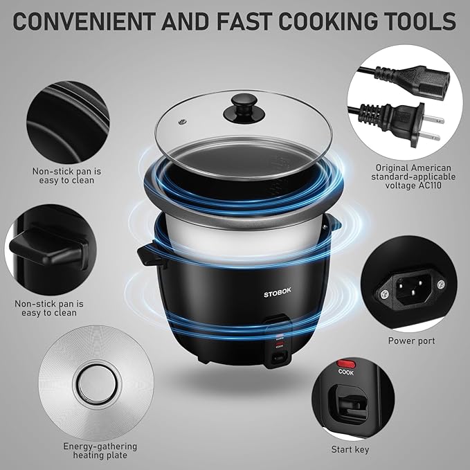 Small Electric Rice Cooker with Clear Lid Portable Stew Pot for Travel and Home Use Multi-functional Cooker for Rice Soup Stew and Steamed Vegetables US Plug