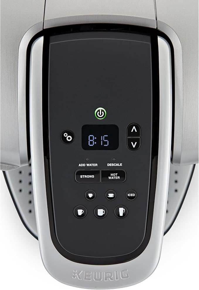 Keurig K-Elite Single Serve K-Cup Pod Coffee Maker with Strength and Temperature Control Iced Coffee Capability 8 to 12oz Brew Size Programmable Brushed Silver