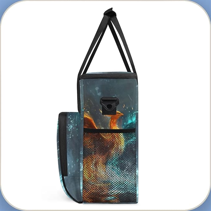 Phoenix Bird Travel Coffee Maker Carrying Bag Large Organizer Storage Tote Bag Insulated Reusable Cooler Grocery Bags