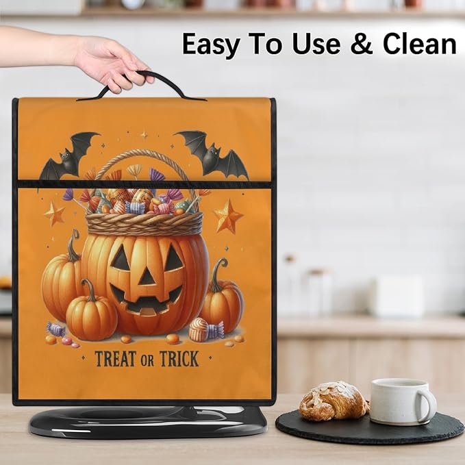 cfpolar Kitchen Aid Mixer Cover Compatible with 6-8 Quarts Halloween Pumpkin Candy Bats Stand Mixer Cover Kitchen Aid Mixers Accessories Appliance Organizer Bag Dust Covers with Zipper Pocket