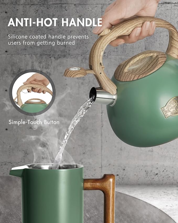 POLIVIAR French Press Coffee Maker &amp Tea Kettle