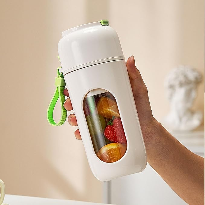 BRRNOO Bottle Personal With Portable USB Rechargeable 12 Steel Blades Cup Smoothie for Home Sports Outdoors Travel (Green)
