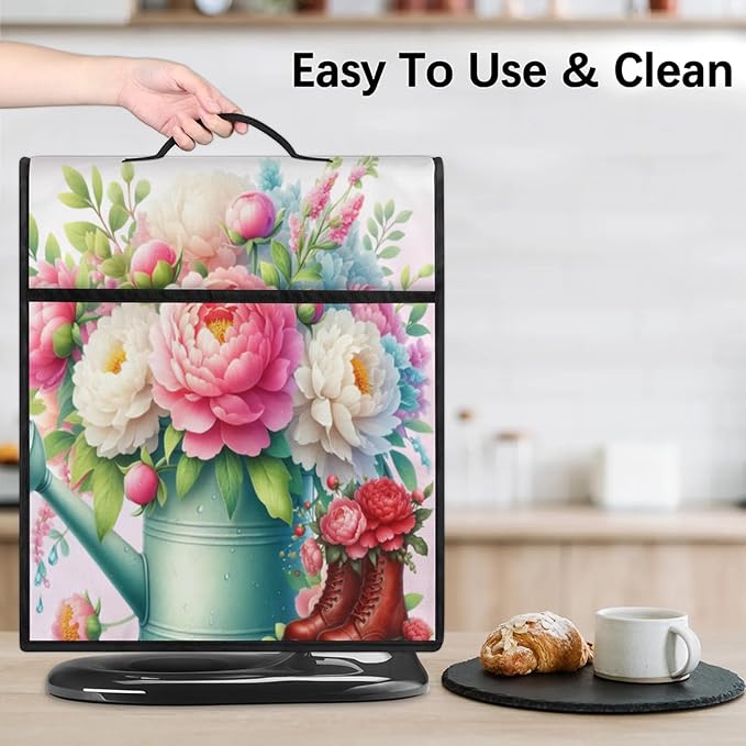 Kitchen Aid Mixer Cover Flower Florals Stand Mixer Cover Compatible with 6-8 Quarts Stand Mixers Dust Covers with Zipper Pocket Foldable Washable Kitchen Aid Organizer Bag
