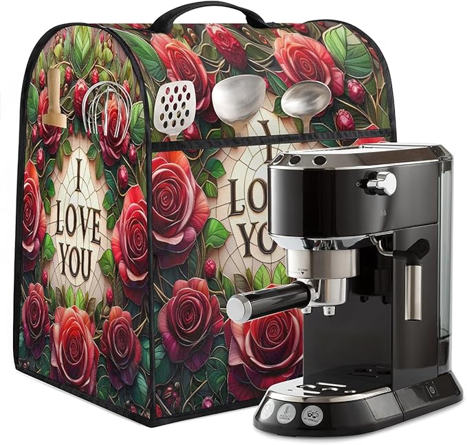 cfpolar Kitchen Aid Mixer Cover Compatible with 6-8 Quarts Flower Red Rose Stand Mixer Cover Kitchen Aid Mixers Accessories Appliance Organizer Bag Dust Covers with Zipper Pocket
