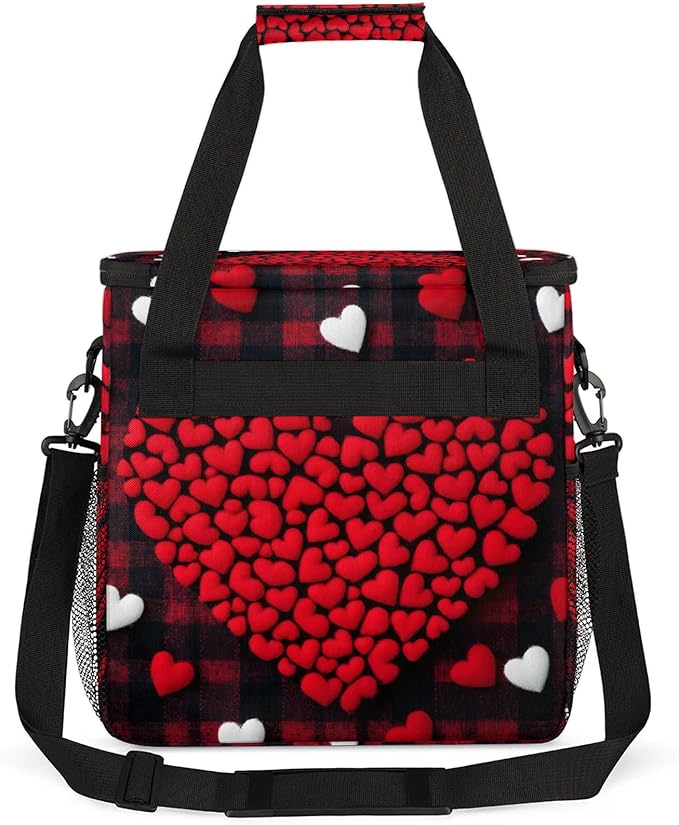Valentine's Day Coffee Maker Travel Bag Heart Insulated Grocery Bag Travel Picnic Leakproof Cooler Bags With Shoulder Strap