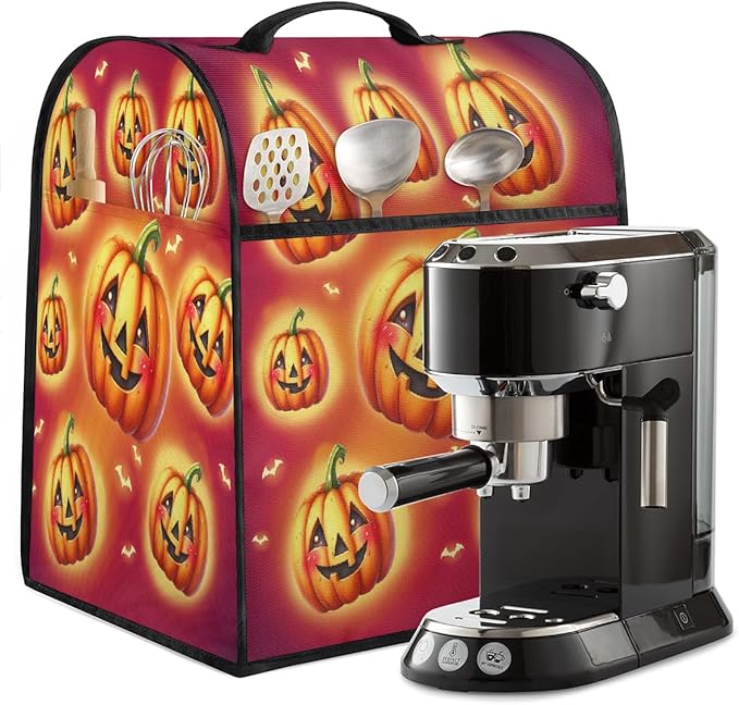 cfpolar Kitchen Aid Mixer Cover Compatible with 6-8 Quarts Halloween Glowing Pumpkin Stand Mixer Cover Kitchen Aid Mixers Accessories Appliance Organizer Bag Dust Covers with Zipper Pocket