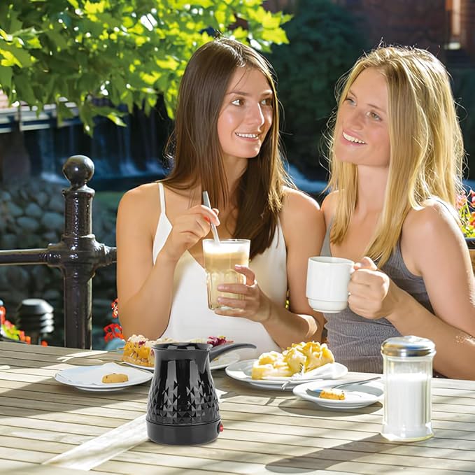 Portable Turkish Coffee Pot - 600ml Electric Coffee Pot ABS and Stainless Steel Americano Kettle/Maker with Removable Anti Scald Handle for Heating Coffee Tea Milk5-6 Cups