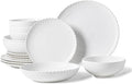16 Piece Dinnerware Sets with Dishes Bowls and Plates Porcelain Dinner Set for 4 White Glossy Round All Occasions
