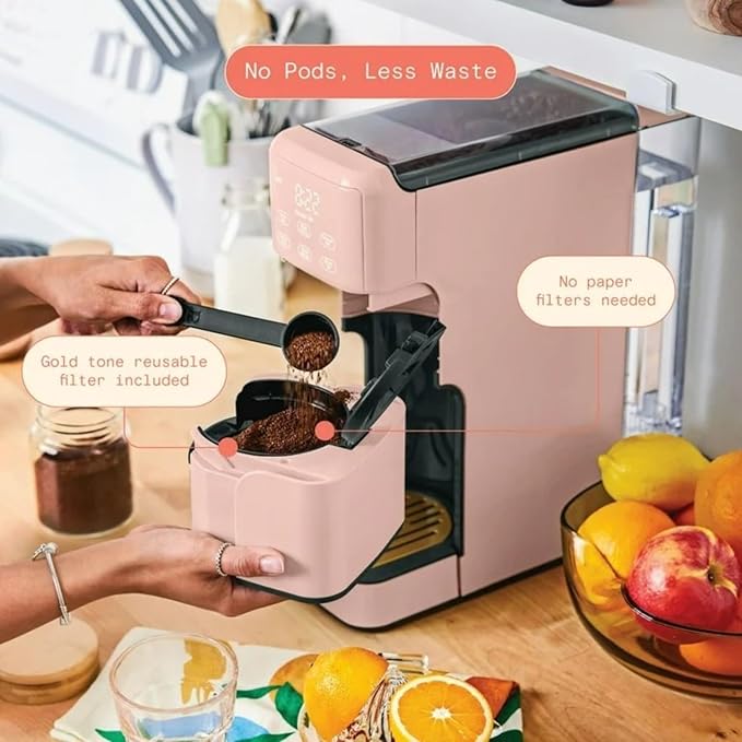 Programmable Single Serve Coffee Maker with Integrated Burr Grinder Touch Controls Fresh Custom Brew Compact Design Easy to Use