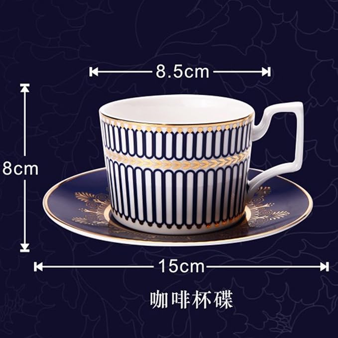 European Style Dinnerware Set Service for 2 Bone China Dinnerware Sets Unbreakable Porcelain Dinner Sets Coffee Cup and Saucer Tableware Set Steak Dinner Plates Dish Set Blue Gold