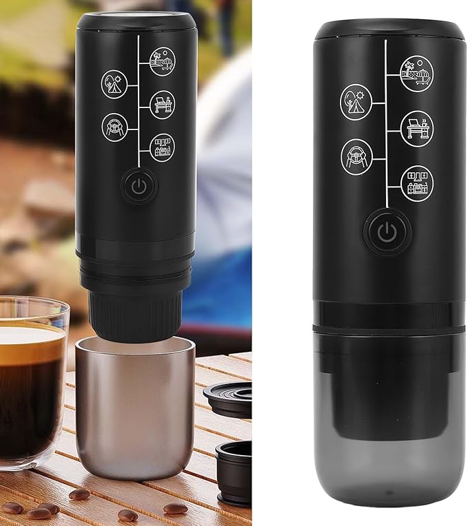 AUNMAS Portable Electric Coffee Maker Cordless Rechargeable Machine 17 Bar Pressure Lightweight Compact for Home Office Camping Travel with Intelligent Control Panel (Black)