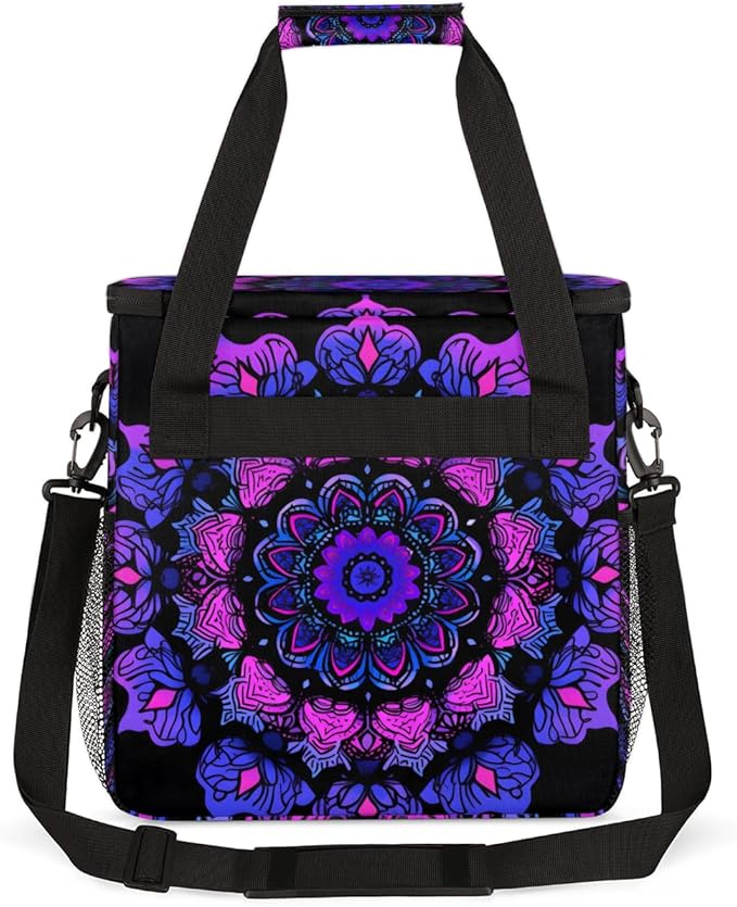 Mandala Circular Coffee Maker Carrying Bag Gradient Mandala Travel Storage Bag Compatible with K-Mini or K-Mini Plus Single Serve Coffee Brewer Carrying Case with Multiple Pockets &amp Shoulder Str