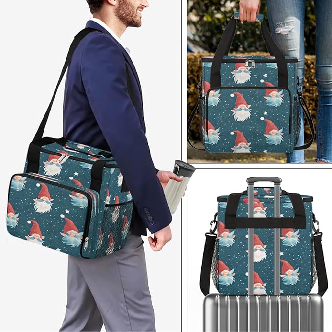 Christmas (585) Coffee Maker Carring Bag Travel Carrying Storage Tote Bag Compatible with Keurig K-Mini or K-Mini Plus Portable Single Serve Coffee Brewer Case with Pockets for K-cup Pods