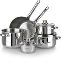 Grand Family 9Pcs Cookware set Stainless steel pots Nonstick aluminum frying pans PFOA-free Induction safe Oven-safe up to 356°F