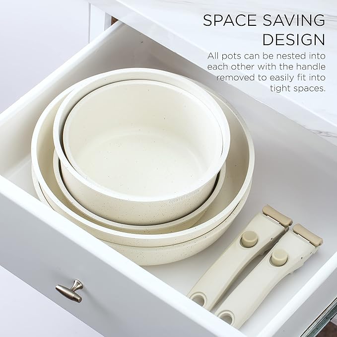 Country Kitchen Cookware &amp Bakeware Bundle- Removable Handle Cookware Set and Vaarious Baking Pans Including Muffin Tins Cookie Sheets Crisper and Loaf Pans