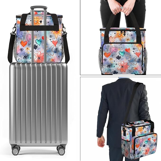 HEART Flower Coffee Maker Carrying Bag Portable Travel Storage Tote Bag Compatible with K-Mini or K-Mini Plus Single Serve Coffee Brewer Carrying Case with Multiple Pockets &amp Shoulder Strap