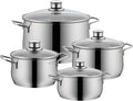 WMF Pot Set 4-Piece Diadem Plus Pouring Rim Glass Lid Cromargan® Stainless Steel Polished Suitable for Induction Hobs Dishwasher-Safe