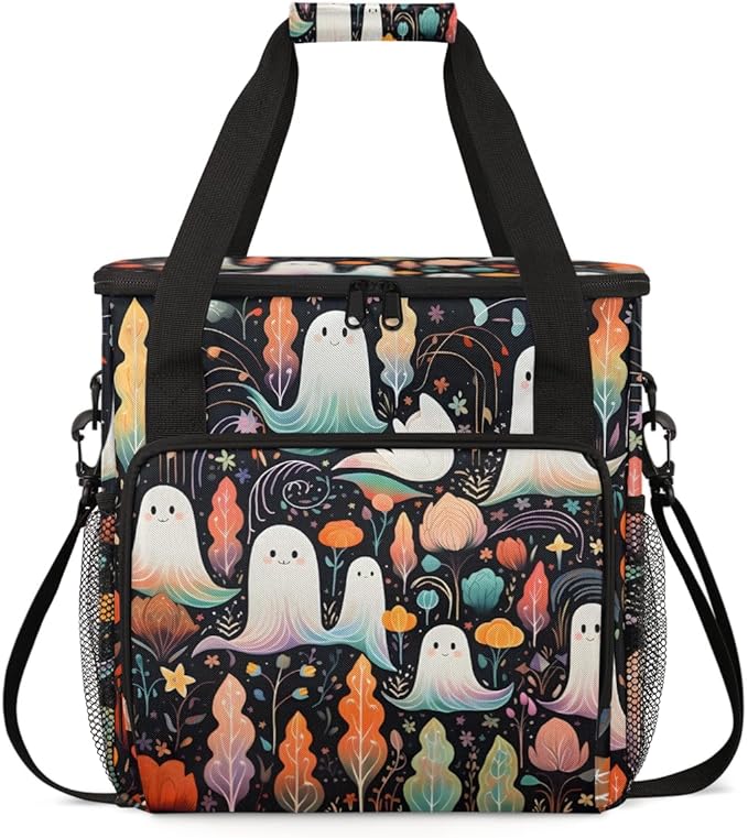 Dreamy Halloween Ghosts Coffee Maker Carrying Bag Travel Storage Bag Compatible with K-Mini or K-Mini Plus Single Serve Coffee Brewer Carrying Case with Multiple Pockets &amp Shoulder Strap