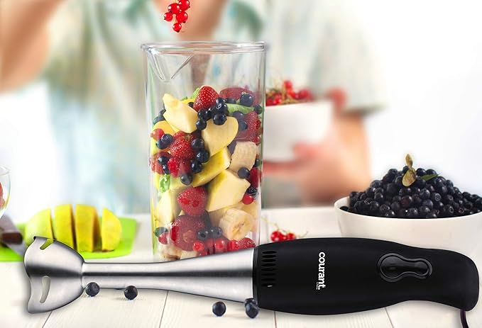 Courant Immersion Hand Blender with 200 Watt Easy to Clean Stick Blender Blends Purees Crushes Ice