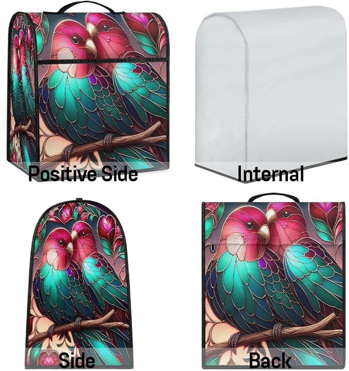cfpolar Kitchen Aid Mixer Cover Compatible with 6-8 Quarts Bird Flower Glass Painting Stand Mixer Cover Kitchen Aid Mixers Accessories Appliance Organizer Bag Dust Covers with Zipper Pocket