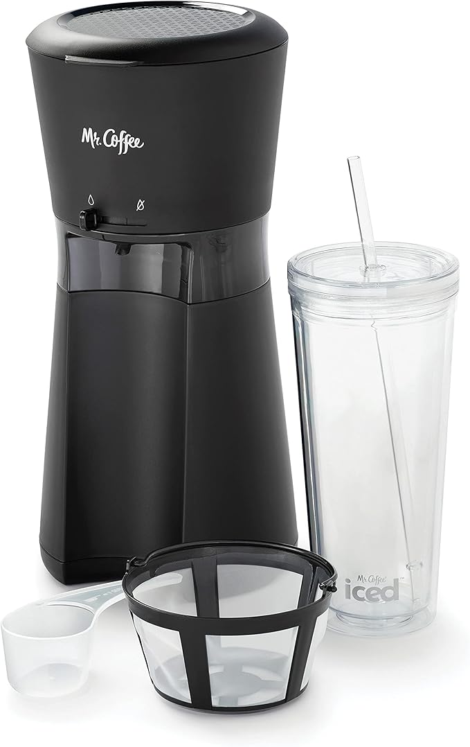 Mr. Coffee Iced Coffee Maker Single Serve Machine with 22-Ounce Tumbler and Reusable Coffee Filter Black