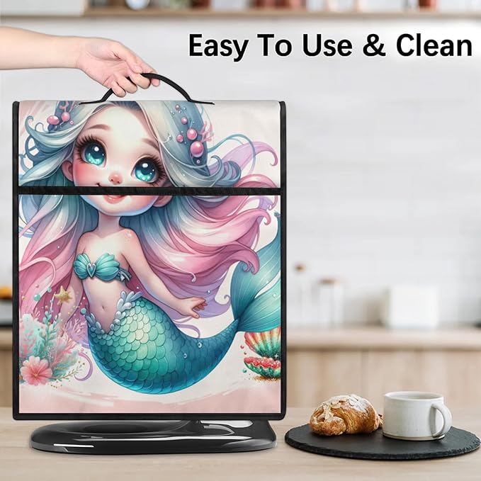cfpolar Kitchen Aid Mixer Cover Compatible with 6-8 Quarts Mermaid Shell Ocean Stand Mixer Cover Kitchen Aid Mixers Accessories Appliance Organizer Bag Dust Covers with Zipper Pocket