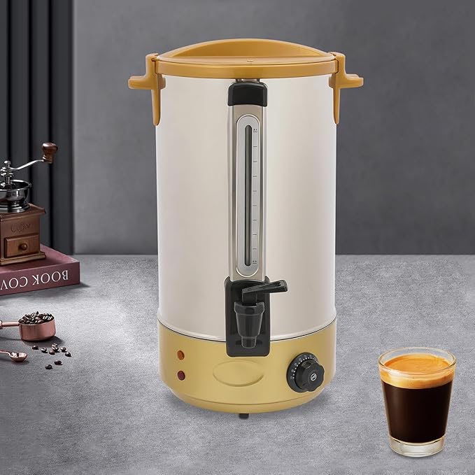 Commercial Coffee Maker Stainless Steel Beverage Dispenser Quick Brewing Coffee Urn for Coffee &amp Hot Tea Cold Milk Water (Gold 28L)