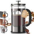 Veken French Press Coffee Maker 34oz No Plastic Touching CafeThickened Glass Stainless Steel Brewer Cold Brew Cafetera Tea pot for Kitchen Travel Camping Gifts Decor Bar Accessories Dark Pewter