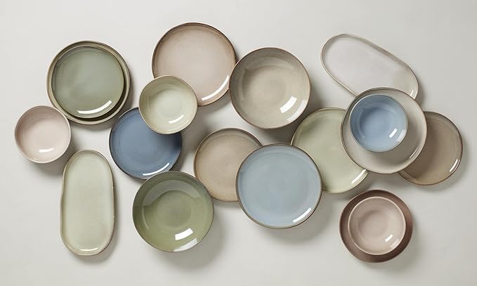Oneida 897202 Organic Shades 12-Piece Dinnerware Set Service For 4 Unique Color May Vary Clay