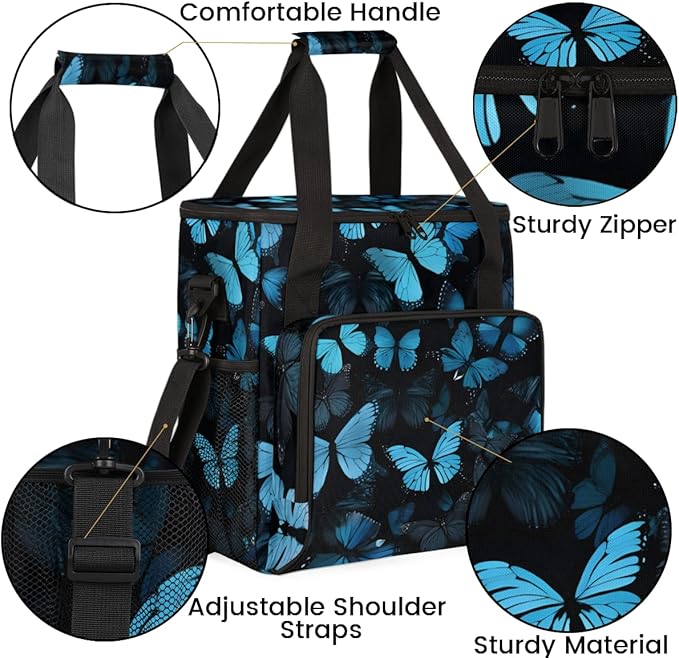 Watercolor Butterfly Coffee Maker Carrying Bag Graffiti Butterfly Travel Storage Bag Compatible with K-Mini or K-Mini Plus Single Serve Coffee Brewer Carrying Case with Pockets &amp Shoulder Strap