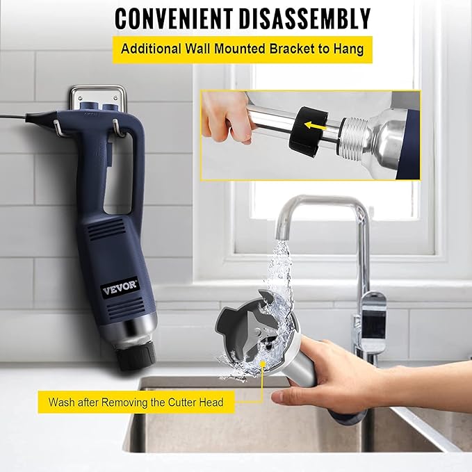 VEVOR Commercial Immersion Blender 750W Variable Speed Heavy Duty Hand Mixer 304 Stainless Steel Hand Blender (19.7)