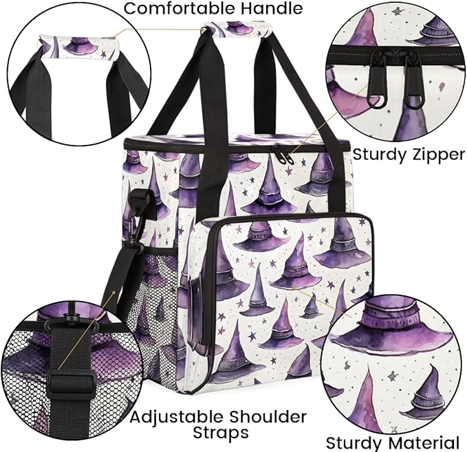Magic Halloween Witch Coffee Maker Carrying Bag Portable Travel Storage Tote Bag Compatible with K-Mini or K-Mini Plus Single Serve Coffee Brewer Carrying Case with Multiple Pockets &amp Shoulder S