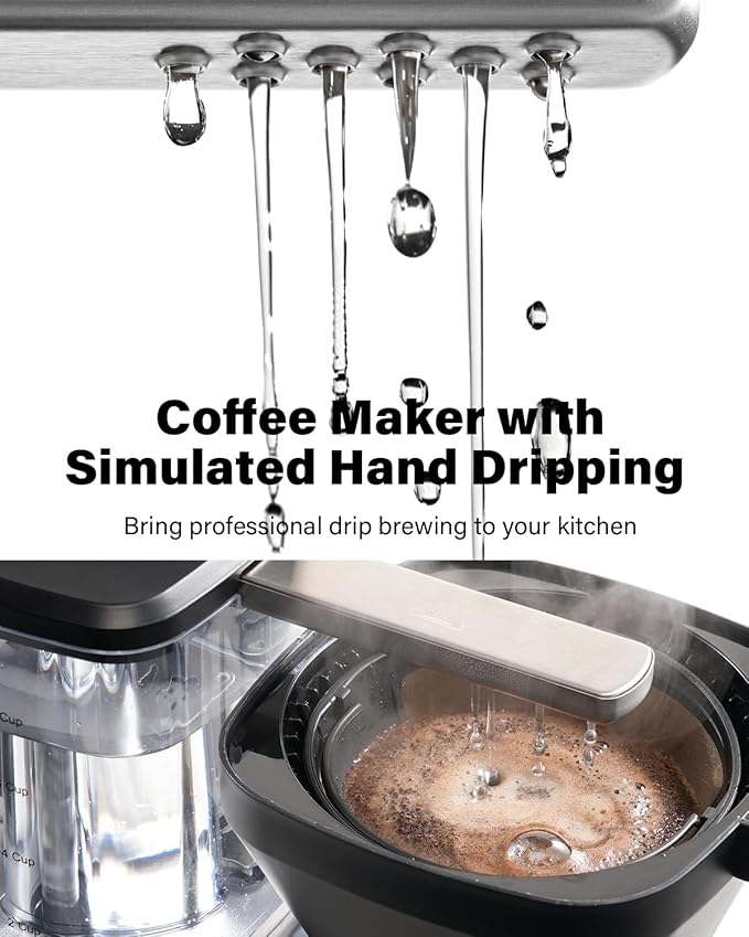 SHARDOR 8-Cup Drip Coffee Maker with Reusable Filter and Glass Coffee PotBlack and Sliver