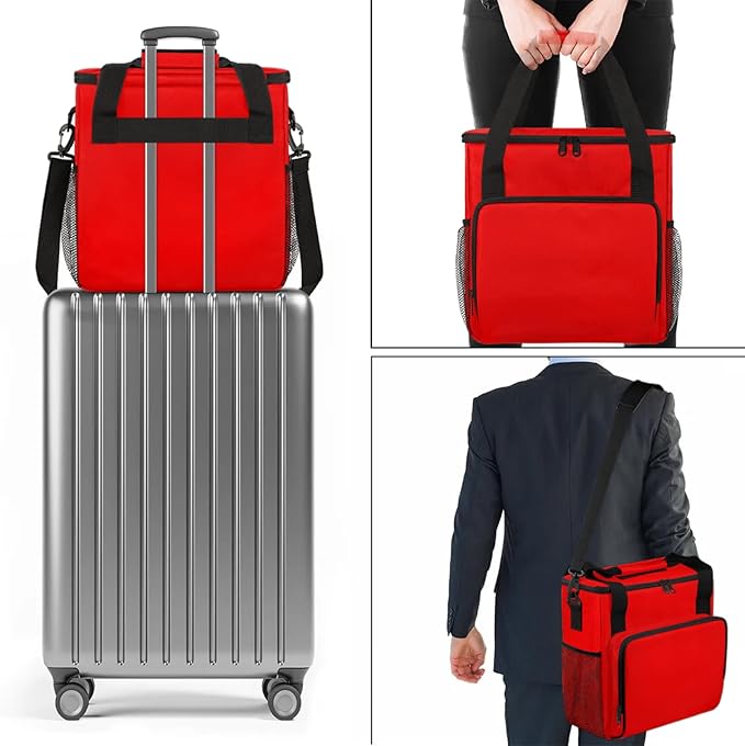 Red Coffee Maker Carrying Bag Waterproof Insulated Leakproof Cooler Bag Portable Storage Tote Bag Organizer With Shoulder Strap