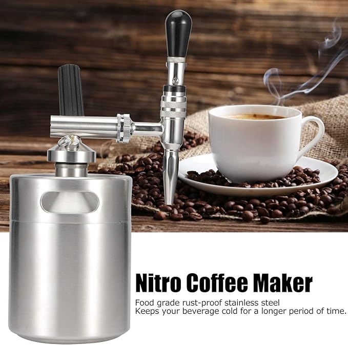 Stainless Steel Home Brew Nitrogen Infusion Coffee Keg SystemNitro Cold Brew Coffee Maker Nitrogen Gas System Coffee Dispenser Kit(2L) cold brew coffee maker nitro toddy iced nitro coffee ma