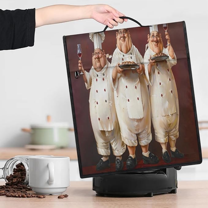 Kitchen Aid Mixer Cover Funny Chef Cook Stand Mixer Cover Compatible with 6-8 Quarts Stand Mixers Dust Covers with Zipper Pocket Foldable Washable Kitchen Aid Organizer Bag