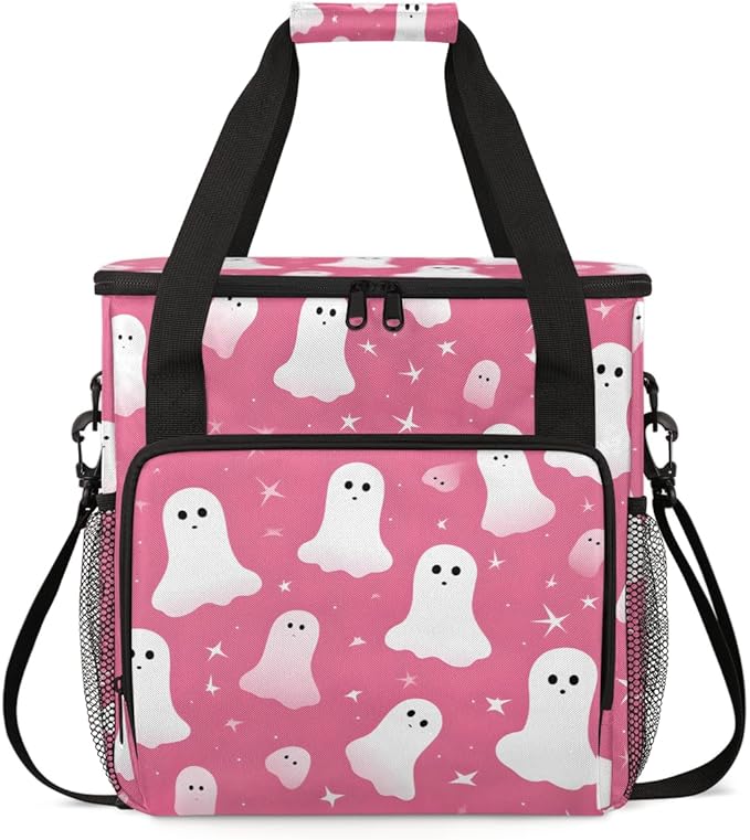 Halloween Ghosts Coffee Maker Carrying Bag Mystical Ghosts Travel Storage Bag Compatible with K-Mini or K-Mini Plus Single Serve Coffee Brewer Carrying Case with Multiple Pockets &amp Shoulder Stra