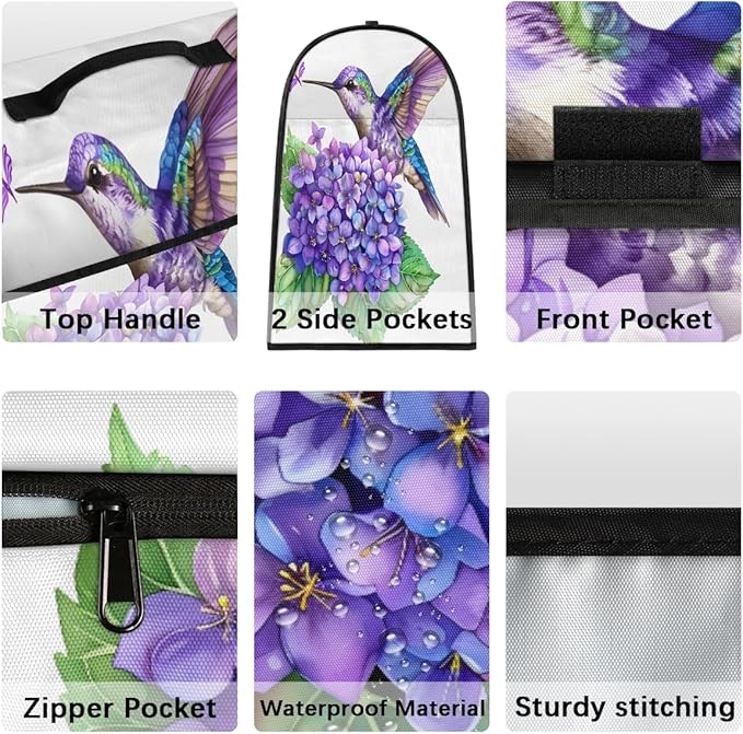 cfpolar Kitchen Aid Mixer Cover Compatible with 6-8 Quarts Flowers Watercolor Hummingbird Stand Mixer Cover Kitchen Aid Mixers Accessories Appliance Organizer Bag Dust Covers with Zipper Pocket