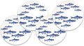 Caskata School of Fish Appetizer Plates Set of 4 | High-Design Lead-Free Porcelain Dinnerware Dessert Plates Set | Blue Dinnerware Set for Entertaining Everyday Wedding or Birthday Gifts | 6.35 in