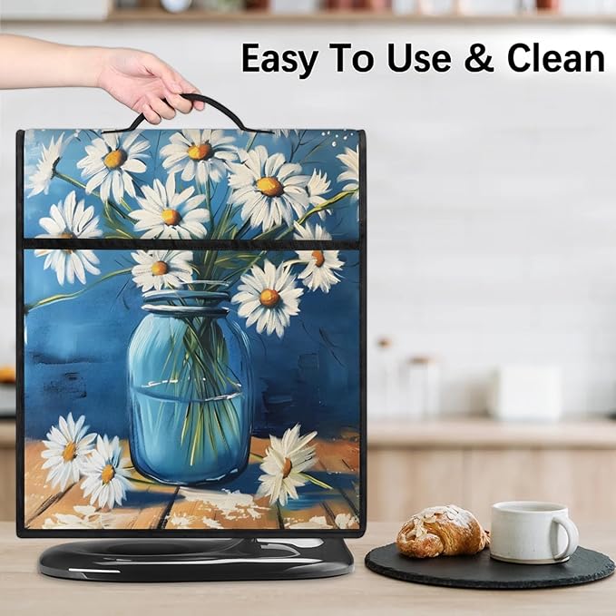 cfpolar Kitchen Aid Mixer Cover Compatible with 6-8 Quarts Daisy Oil Painting Flower Stand Mixer Cover Kitchen Aid Mixers Accessories Appliance Organizer Bag Dust Covers with Zipper Pocket