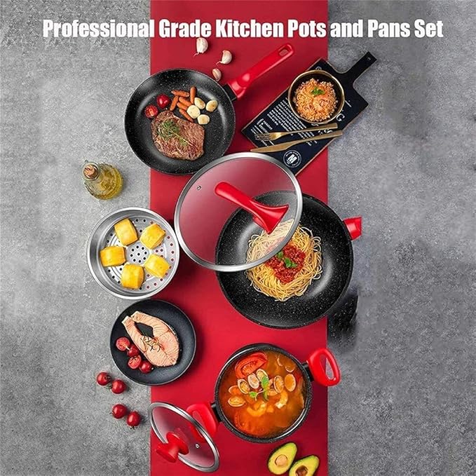 Signature Nonstick Cookware Pots and Pans Set Kitchen Cooking Set Easy to Clean Cooking Pots